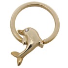 9 carat gold nipple piercing ring dolphin with clear crystal eye
