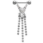 Sterling silver nipple piercing with cup chain - heart