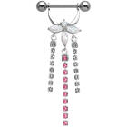 Sterling silver nipple piercing with cup chain - flower