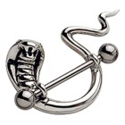 Nipple piercing made of 925 silver with a cobra snake