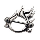 Nipple piercing made of 925 sterling silver with flames