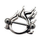 Nipple piercing made of 925 sterling silver with flames