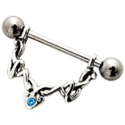 Nipple piercing made of 925 sterling silver with an ornament
