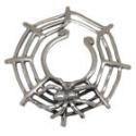 Breast clip made of 925 sterling silver with a spider crawling in its web