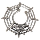 Breast clip made of 925 sterling silver with a spider crawling in its web