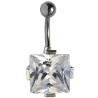 Belly button piercing with a square queen size zirconia 1.6x6mm / 1.6x8mm / 1.6x10mm / 1.6x12mm / 1.6x14mm