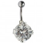 Navel piercing with a round queen size zirconia