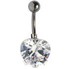 Belly button piercing heart-shaped queen size zirconia 1.6x6mm / 1.6x8mm / 1.6x10mm / 1.6x12mm / 1.6x14mm