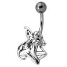 Navel piercing with naked elf - she straightens her wings