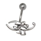 Navel piercing 1.6x10mm surgical steel, stylized scorpion made of 925 silver