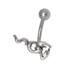 Navel piercing 1.6x10mm Surgical Steel, Narrow stylized scorpion made of 925 silver