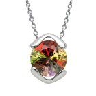 Chain and pendant made of 925 sterling silver with a multicolor crystal