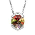 Chain and pendant made of 925 sterling silver with a multicolor crystal