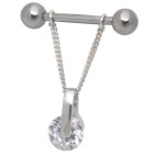 Perfect elegance - nipple piercing with rotating crystal 09