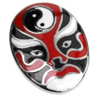 Stainless steel pendant Chinese mask black-red-white enamelled