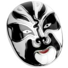 Stainless steel pendant Chinese mask white-black enamelled