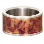 Steel ring with colored marbled insert 24