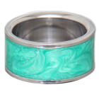 Steel ring with colored marbled insert 26