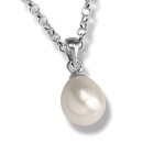 Necklace pendant with a bright freshwater pearl and a stainless steel eyelet