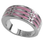 Steel ring with pink acrylic