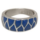 Steel ring with blue acrylic