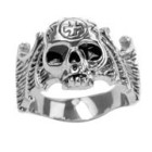 Steel ring with skull and forehead cross