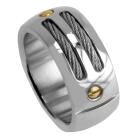 Steel ring with wire splint and gold plated rivets