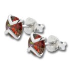 Ear studs made of 925 sterling silver with multicolor crystal