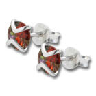 Ear studs made of 925 sterling silver with multicolor crystal