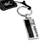 PLAYBOY key ring silver-plated with Playboy lettering in black for men